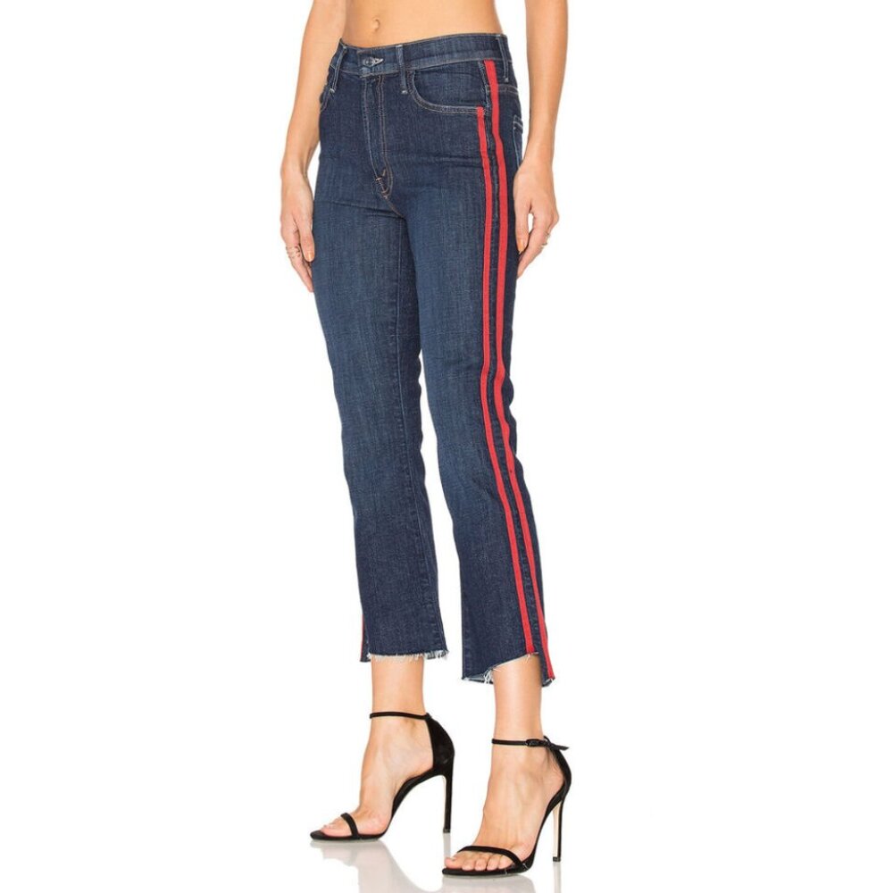 Mother Jeans Women Size 29 Blue Denim Bootcut Insider Crop Step Fray Speed Racer